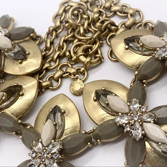 J. Crew Taupe Beige Faceted Cluster Gold Necklace - Picture 3 of 3